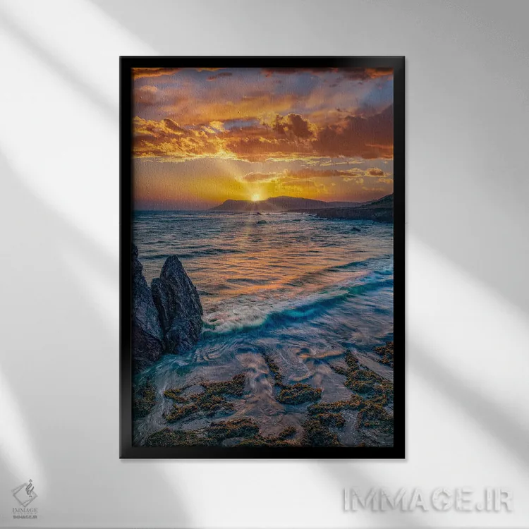 تابلو دکوراتیو Estero Bluffs State Park, Big Sur, California,غروب آفتاب… اثر تیم فیتزهریس - نمای قابدار مشکی