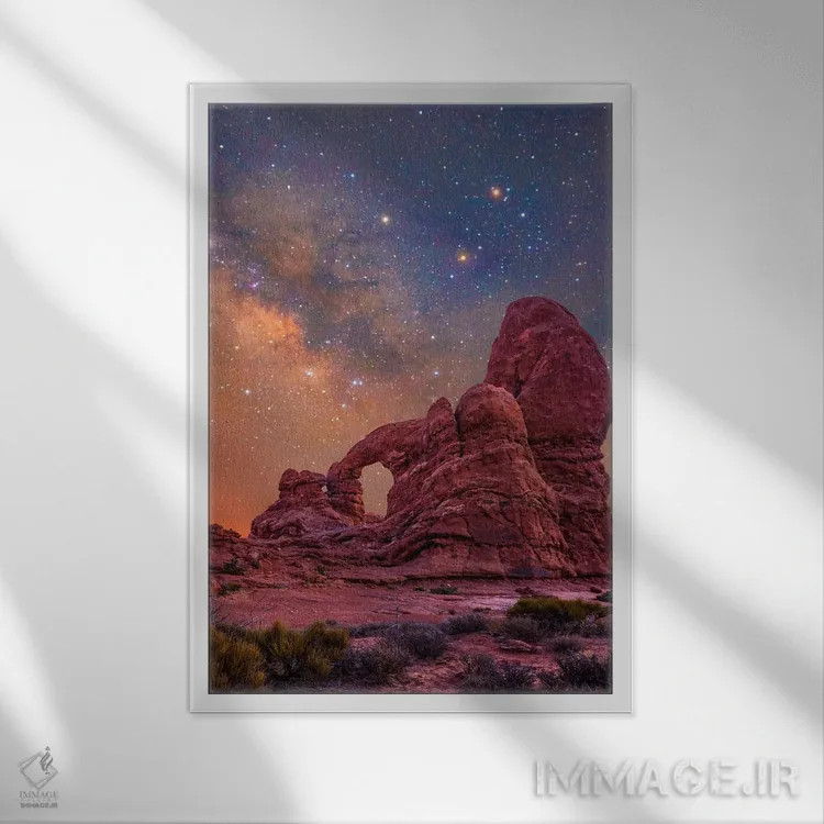تابلو دکوراتیو Arches National Park, Utah,طاق برجک و کهکشان راه شیری، پار… اثر تیم فیتزهریس - نمای قابدار سفید