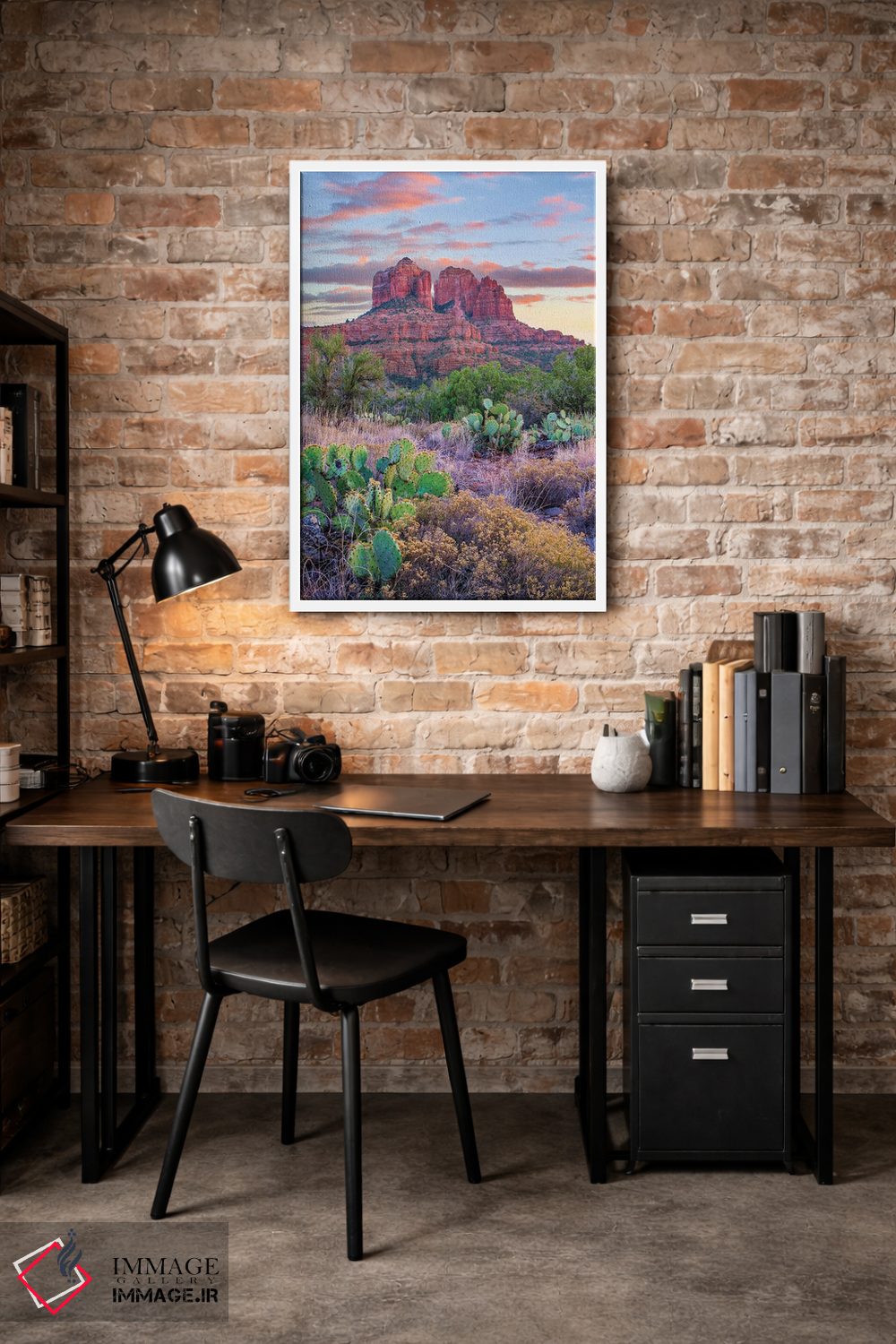تابلو دکوراتیو Cathedral Rock, Sedona, Arizona,کاکتوس اپونتیا، صخره کاتدر… اثر تیم فیتزهریس - D1W
