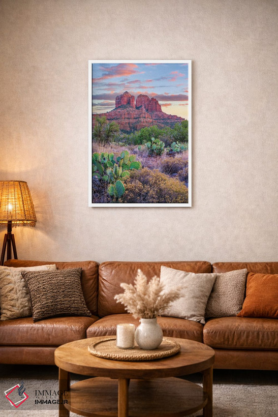 تابلو دکوراتیو Cathedral Rock, Sedona, Arizona,کاکتوس اپونتیا، صخره کاتدر… اثر تیم فیتزهریس - D2W