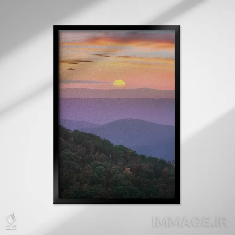 تابلو دکوراتیو Great Smoky Mountains National Park, Tennessee,طلوع کوهستا… اثر تیم فیتزهریس - نمای قابدار مشکی