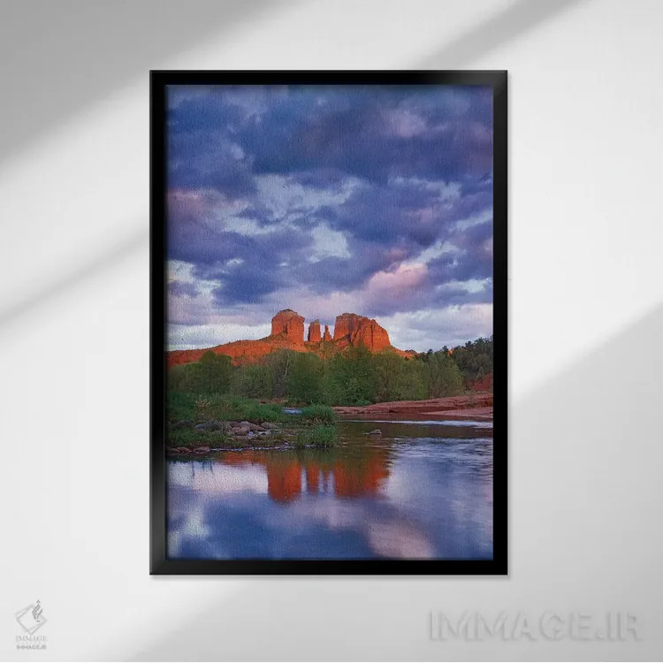 تابلو دکوراتیو Red Rock State Park Near Sedona, Arizona II,تصویر صخره کات… اثر تیم فیتزهریس - نمای قابدار مشکی