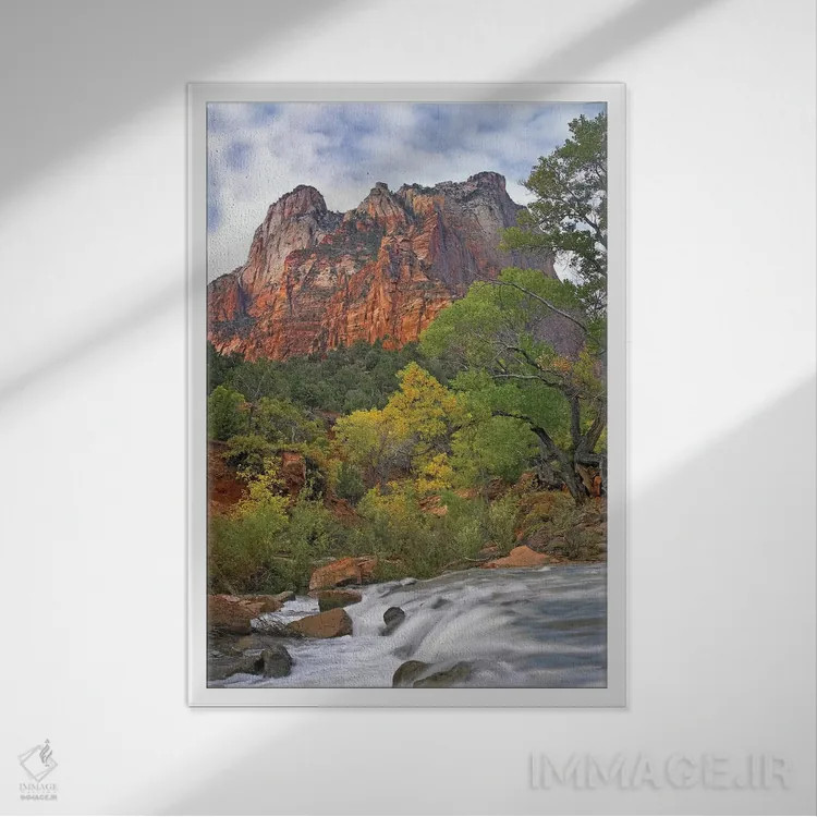 تابلو دکوراتیو Zion National Park, Utah,صخره های پدران مقدس، پارک ملی زای… اثر تیم فیتزهریس - نمای قابدار سفید