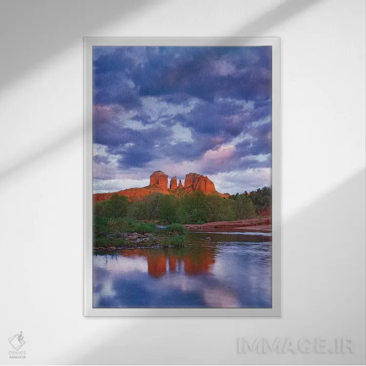 تابلو دکوراتیو Red Rock State Park Near Sedona, Arizona II,تصویر صخره کات… اثر تیم فیتزهریس - نمای قابدار سفید