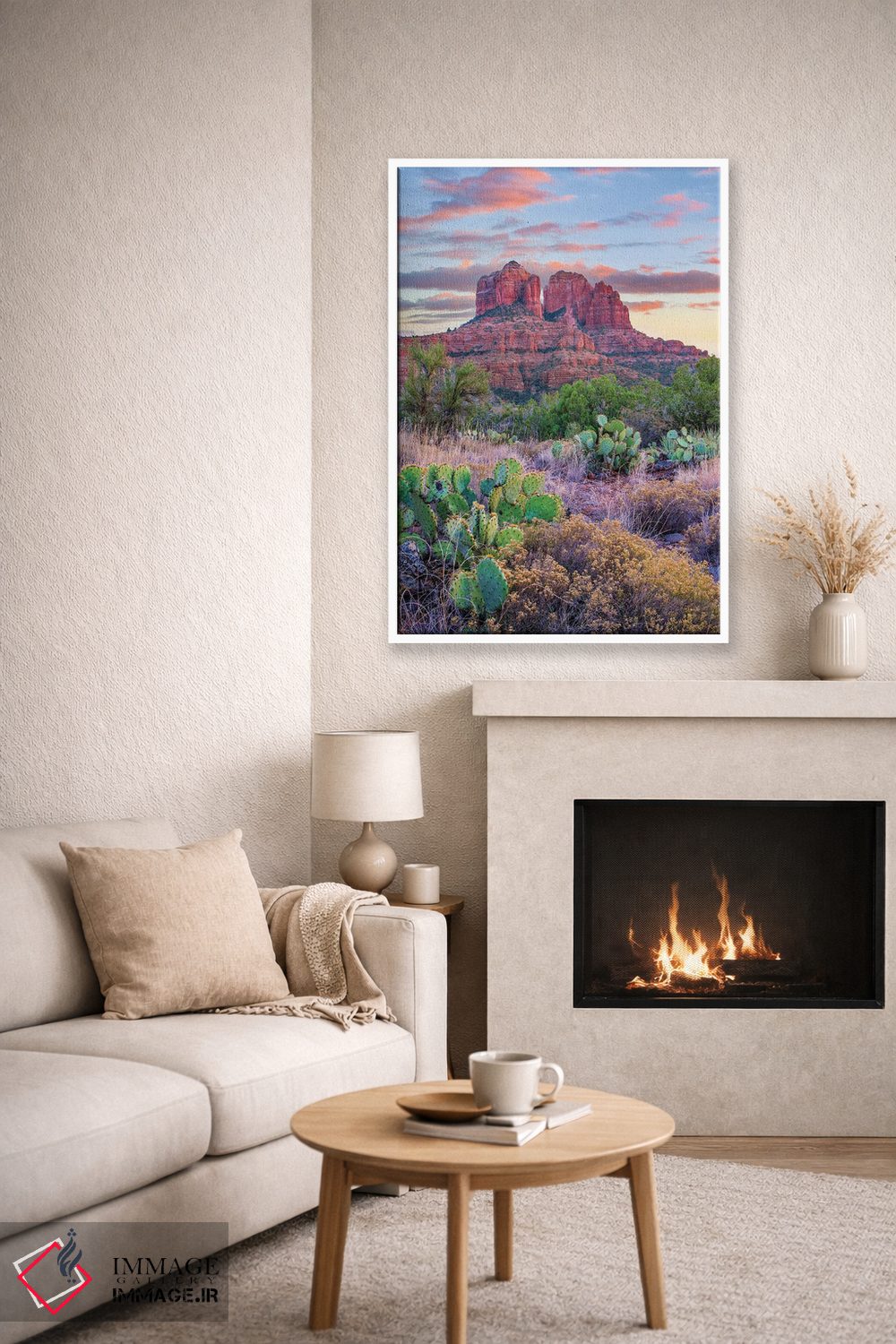 تابلو دکوراتیو Cathedral Rock, Sedona, Arizona,کاکتوس اپونتیا، صخره کاتدر… اثر تیم فیتزهریس - D6W
