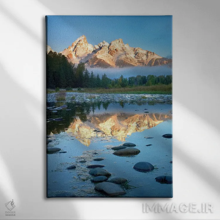 تابلو دکوراتیو Grand Teton National Park, Wyoming II,انعکاس گران تیتون ها… اثر تیم فیتزهریس - نمای روبهرو روی دیوار