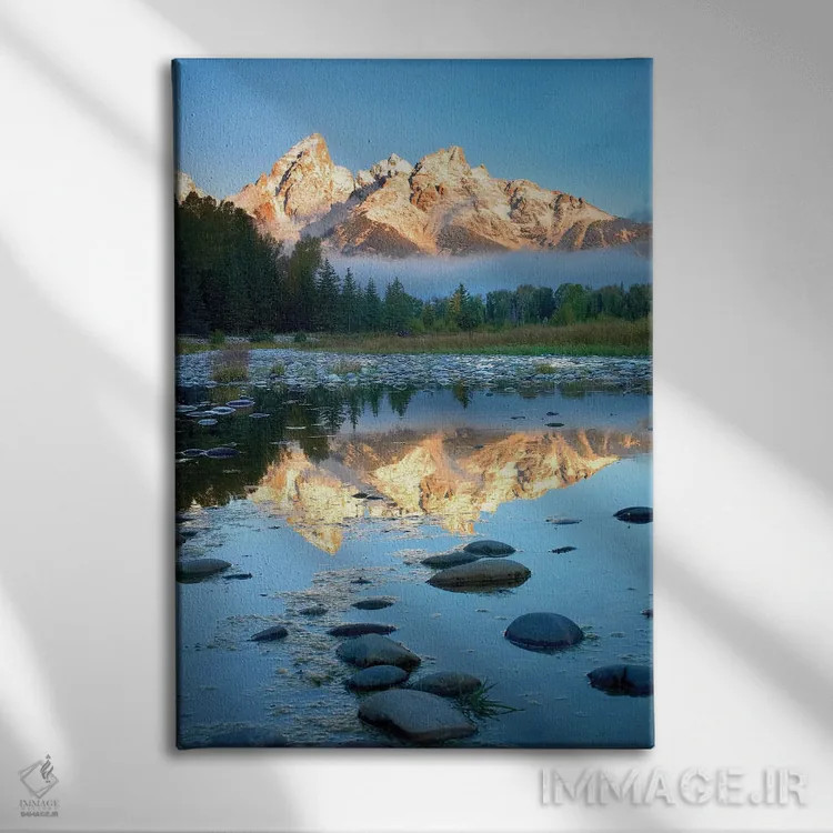 تابلو دکوراتیو Grand Teton National Park, Wyoming II,انعکاس گران تیتون ها… اثر تیم فیتزهریس - نمای روبهرو روی دیوار