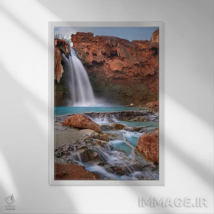 تابلو دکوراتیو Grand Canyon, Arizona III,آبشار هاواسو، گرند کنیون، آریزون… اثر تیم فیتزهریس - نمای قابدار سفید