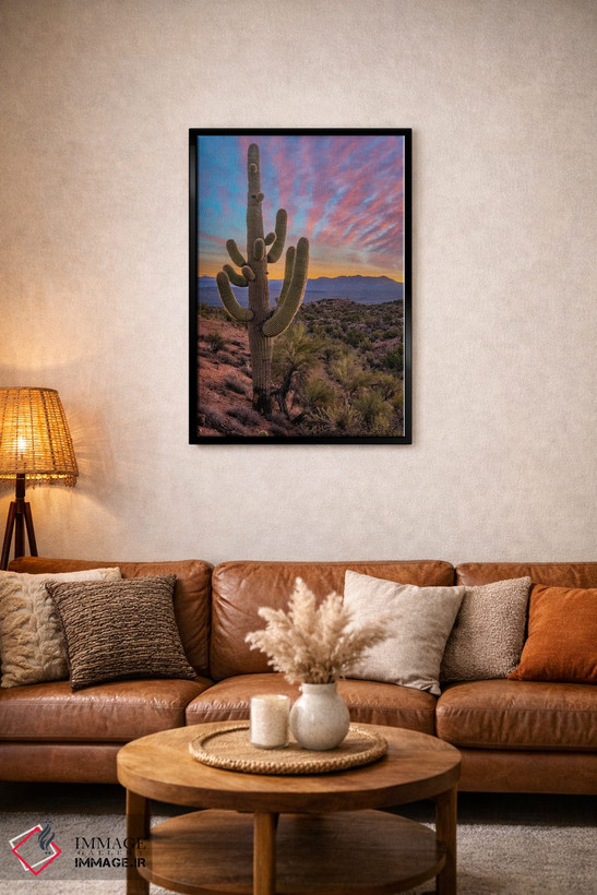 تابلو دکوراتیو Arizona,کاکتوس ساگوارو و کوه های آکواریوس، آریزونا اثر تیم فیتزهریس - D3B
