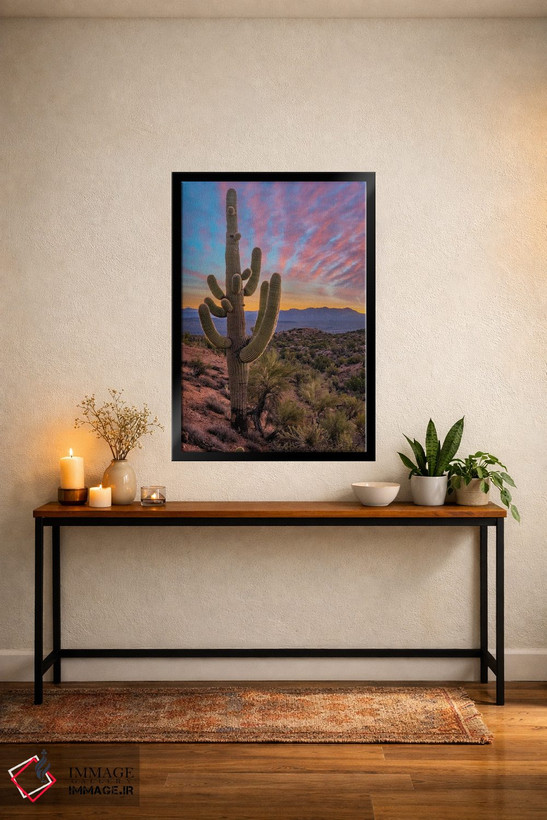تابلو دکوراتیو Arizona,کاکتوس ساگوارو و کوه های آکواریوس، آریزونا اثر تیم فیتزهریس - D5B