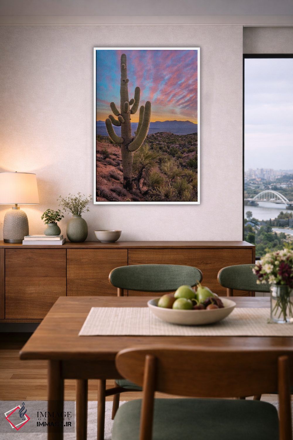 تابلو دکوراتیو Arizona,کاکتوس ساگوارو و کوه های آکواریوس، آریزونا اثر تیم فیتزهریس - D6W