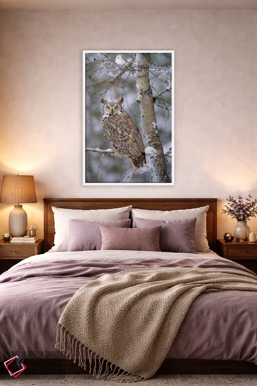 تابلو دکوراتیو Pale Form, Perching In A Snow-Covered Tree, British Columb… اثر تیم فیتزهریس - D3W