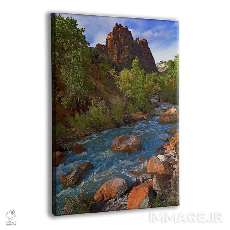 تابلو دکوراتیو 823 Foot Elevation With The Virgin River Surrounded By Cot… اثر تیم فیتزهریس - نمای پرسپکتیو محصول