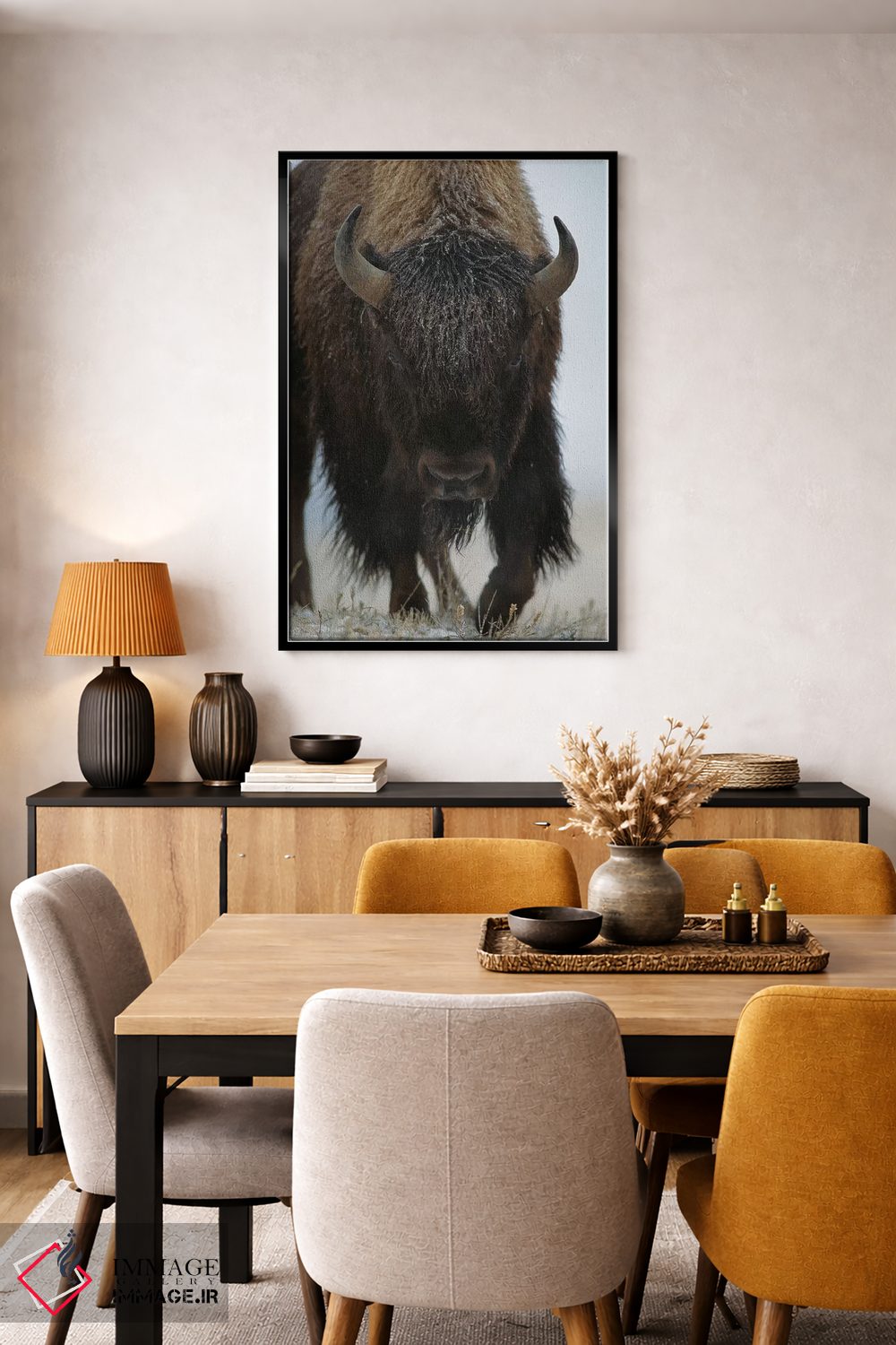 تابلو دکوراتیو North America,گاو میش آمریکایی در برف، آمریکای شمالی اثر تیم فیتزهریس - D6B