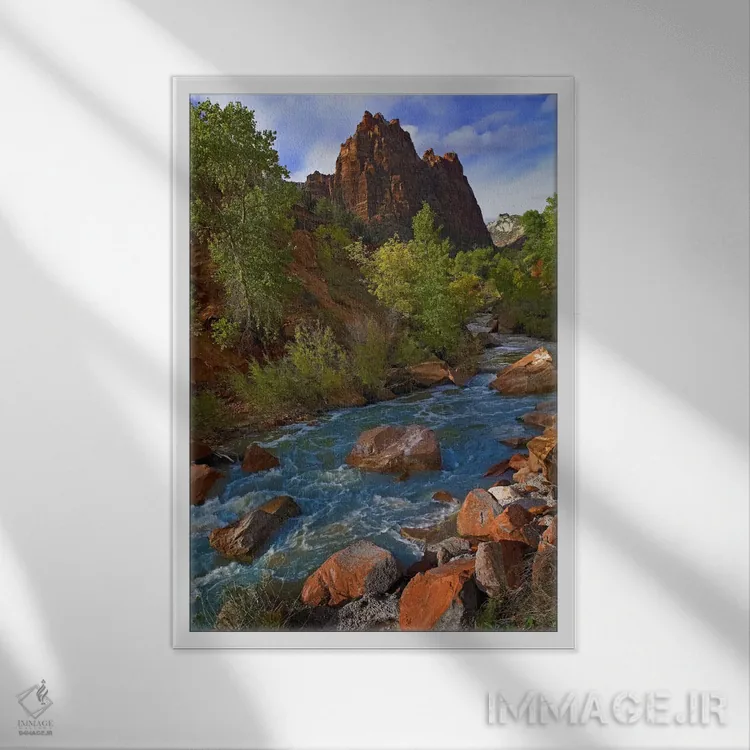 تابلو دکوراتیو 823 Foot Elevation With The Virgin River Surrounded By Cot… اثر تیم فیتزهریس - نمای قابدار سفید