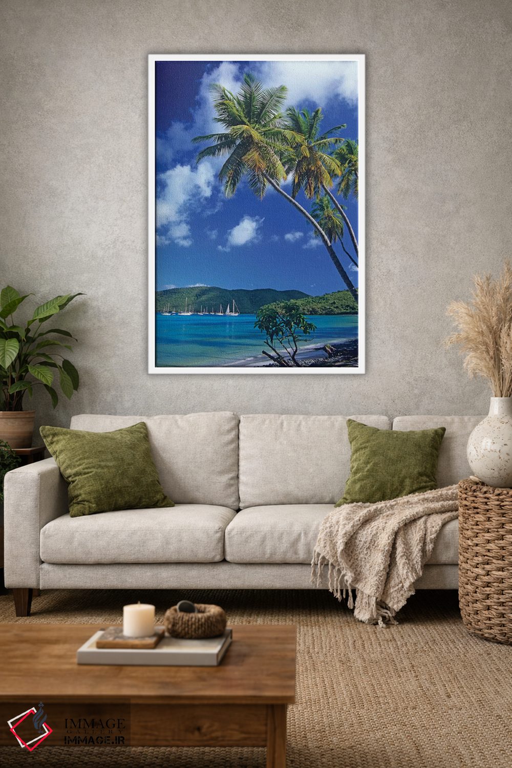 تابلو دکوراتیو Virgin Islands,درختان نخل در خلیج ماهو، جزایر ویرجین اثر تیم فیتزهریس - D1W
