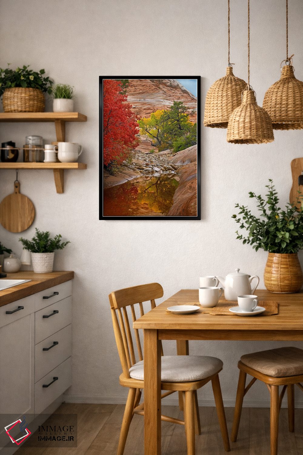 تابلو دکوراتیو Zion National Park, Utah I,برگ های پاییزی افرا و صنوبر، پا… اثر تیم فیتزهریس - D6B