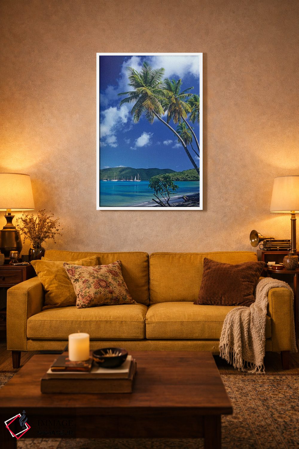 تابلو دکوراتیو Virgin Islands,درختان نخل در خلیج ماهو، جزایر ویرجین اثر تیم فیتزهریس - D2W