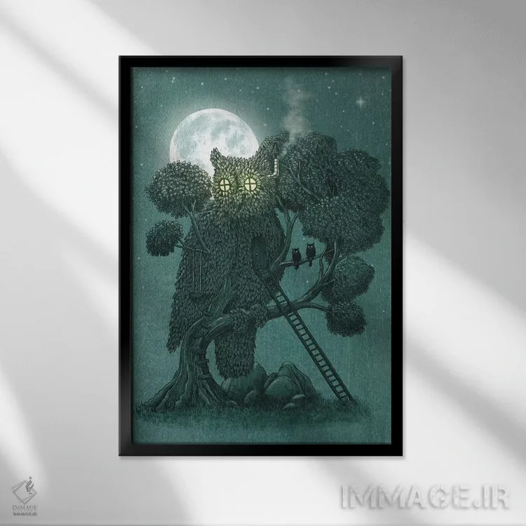 تابلو دکوراتیو پاس شب اثر تری فن - نمای قابدار مشکی