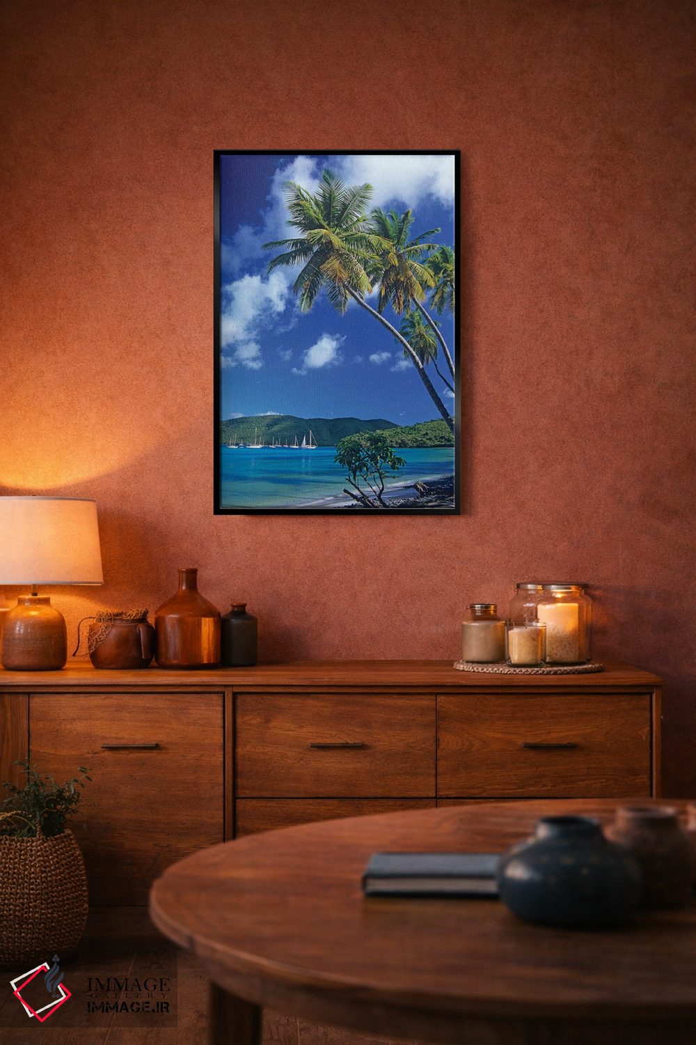 تابلو دکوراتیو Virgin Islands,درختان نخل در خلیج ماهو، جزایر ویرجین اثر تیم فیتزهریس - D4B