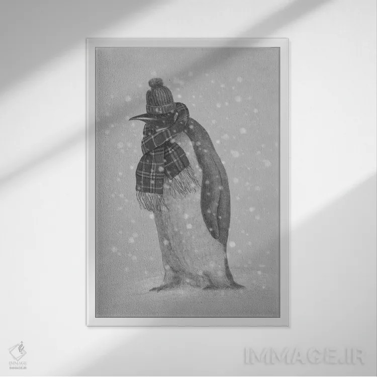 تابلو دکوراتیو ملزومات قطب جنوب اثر تری فن - نمای قابدار سفید