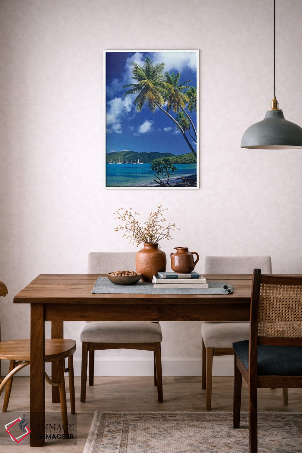 تابلو دکوراتیو Virgin Islands,درختان نخل در خلیج ماهو، جزایر ویرجین اثر تیم فیتزهریس - D5W