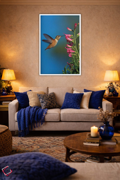 تابلو دکوراتیو New Mexico,مرغ مگس خوار روفوس در حال تغذیه از گل ها، نیومک… اثر تیم فیتزهریس - D3W