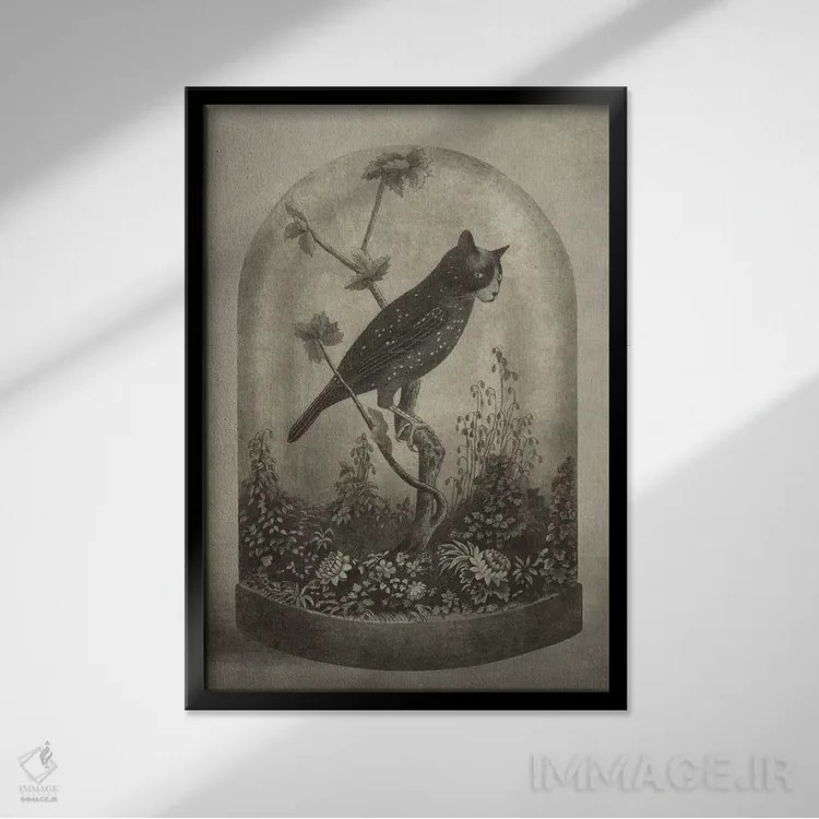 تابلو دکوراتیو کنجکاوی اثر تری فن - نمای قابدار مشکی