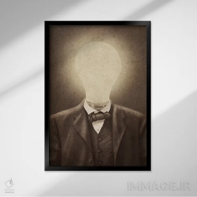 تابلو مدرن مرد ایده ها اثر تری فن - نمای قابدار مشکی