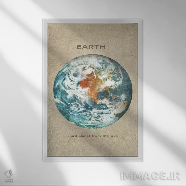 تابلو دکوراتیو پرتره زمین اثر تری فن - نمای قابدار سفید