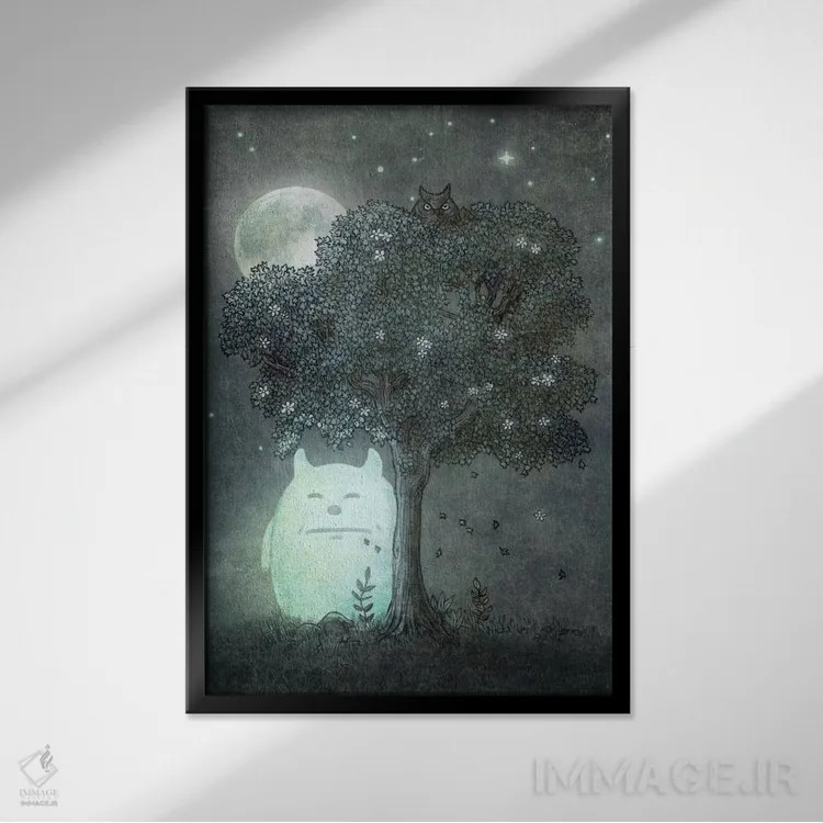تابلو دکوراتیو روح ماه کامل اثر تری فن - نمای قابدار مشکی