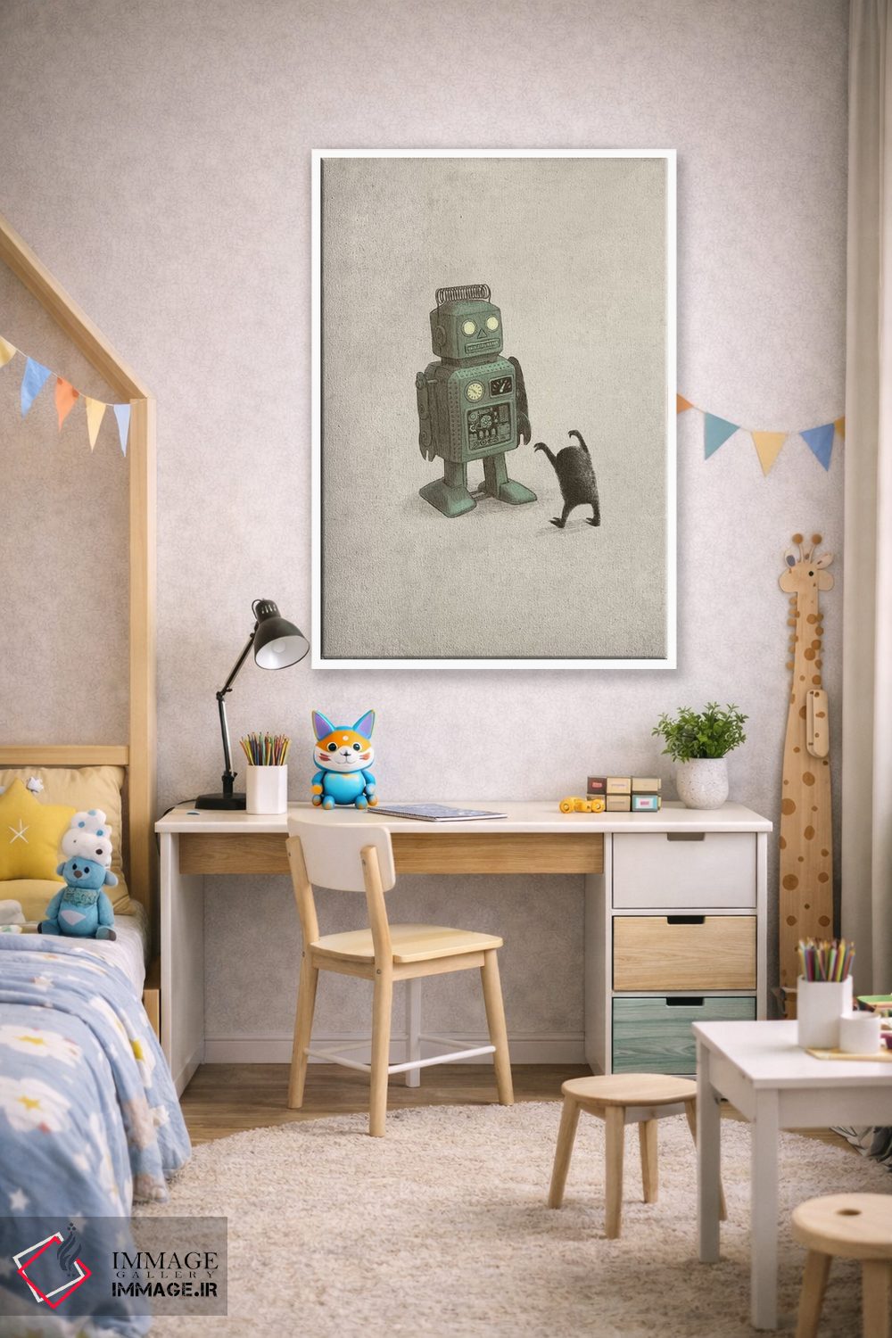 تابلو دکوراتیو ربات علیه بیگانه پرتره اثر تری فن - D1W