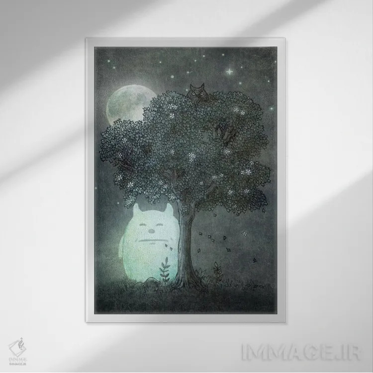 تابلو دکوراتیو روح ماه کامل اثر تری فن - نمای قابدار سفید
