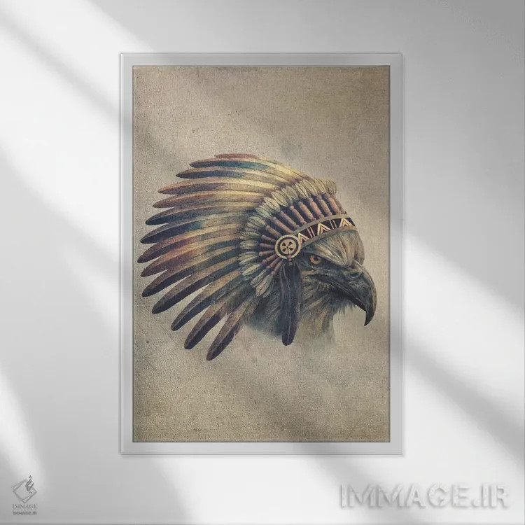 تابلو دکوراتیو پرتره رئیس عقاب شماره ۲ اثر تری فن - نمای قابدار سفید