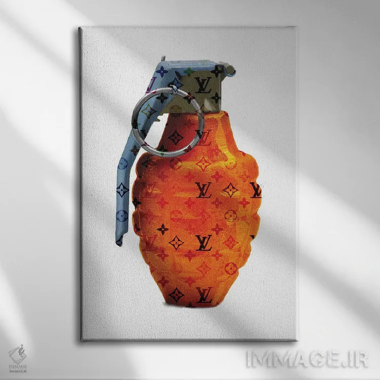 تابلو دکوراتیو ال وی نارنجی اثر TJ - نمای روبهرو روی دیوار