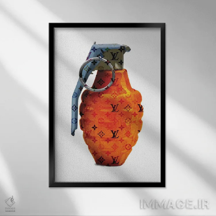 تابلو دکوراتیو ال وی نارنجی اثر TJ - نمای قابدار مشکی