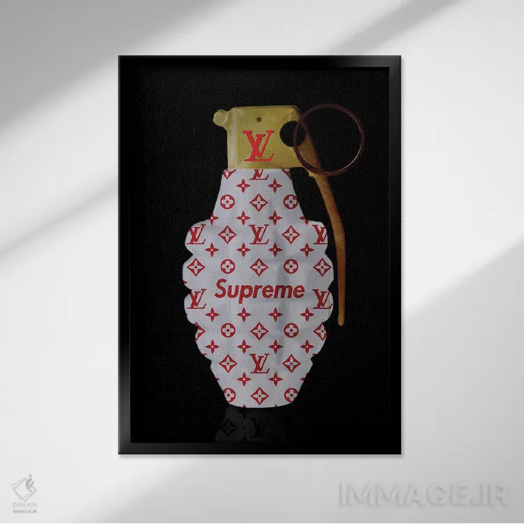 تابلو دکوراتیو نارنجک سوپریم اثر TJ - نمای قابدار مشکی