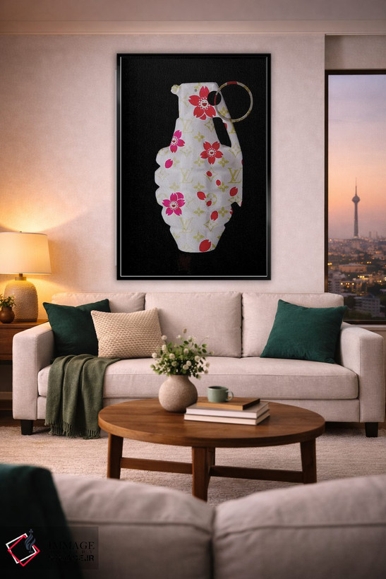 تابلو دکوراتیو نارنجک گلدار ال وی اثر TJ - D3B