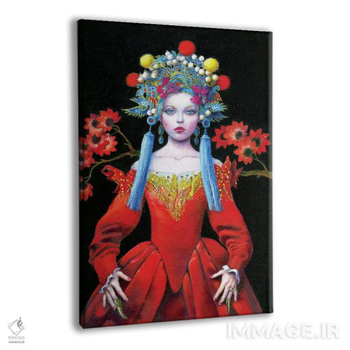 تابلو دکوراتیو ملکه قرمز چین اثر تیـتی گارلی - نمای پرسپکتیو محصول