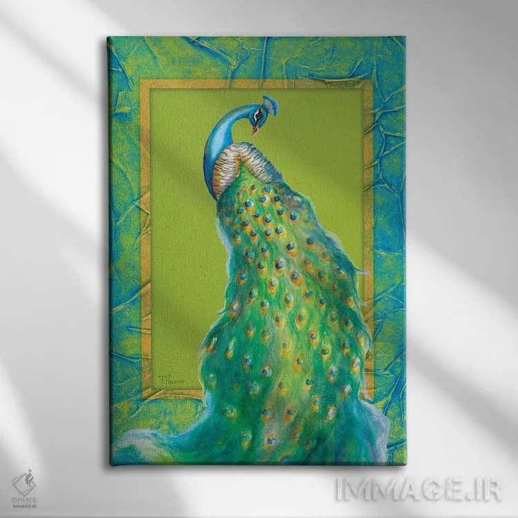 تابلو دکوراتیو حالت رویایی طاووس II اثر تیفانی حکیمی پور - نمای روبهرو روی دیوار