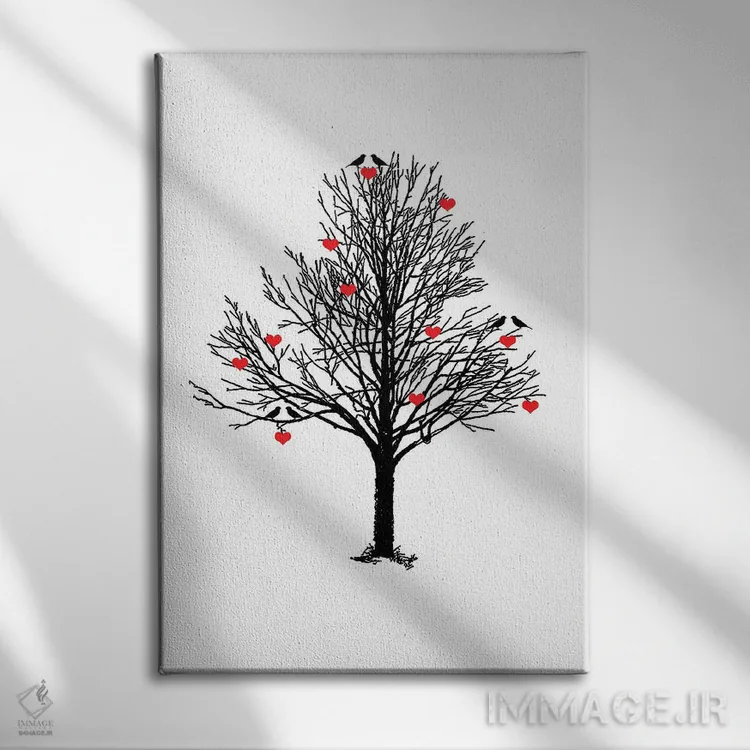 تابلو مدرن درخت عشق اثر لاو شاپ - نمای روبهرو روی دیوار