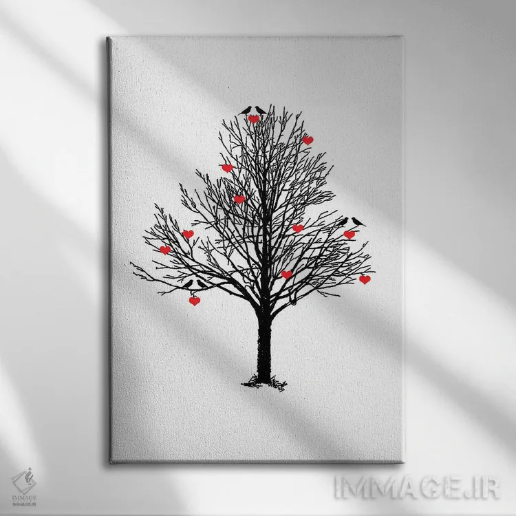 تابلو مدرن درخت عشق اثر لاو شاپ - نمای روبهرو روی دیوار