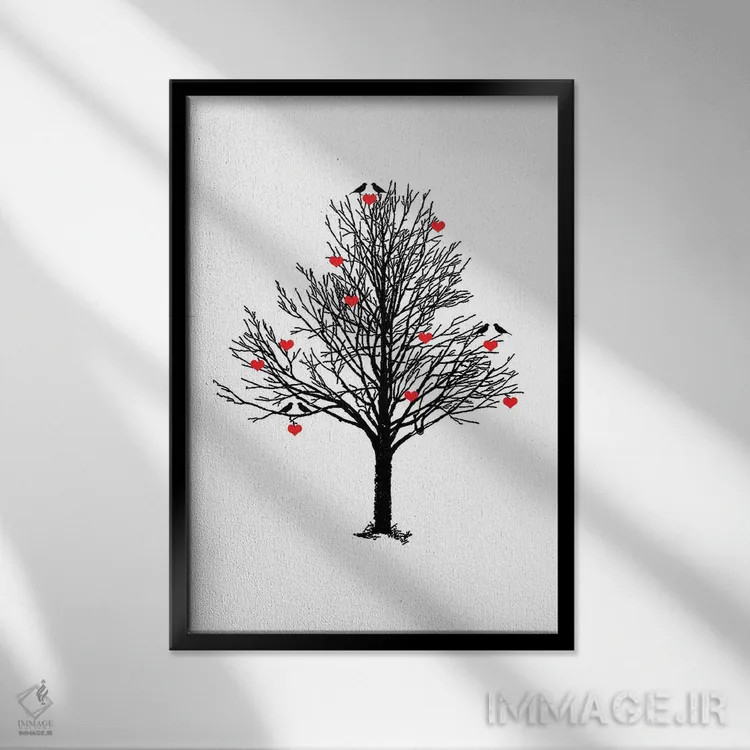 تابلو مدرن درخت عشق اثر لاو شاپ - نمای قابدار مشکی