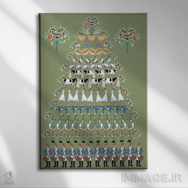تابلو دکوراتیو دوازده روز کریسمس اثر توماس لیتل - نمای روبهرو روی دیوار