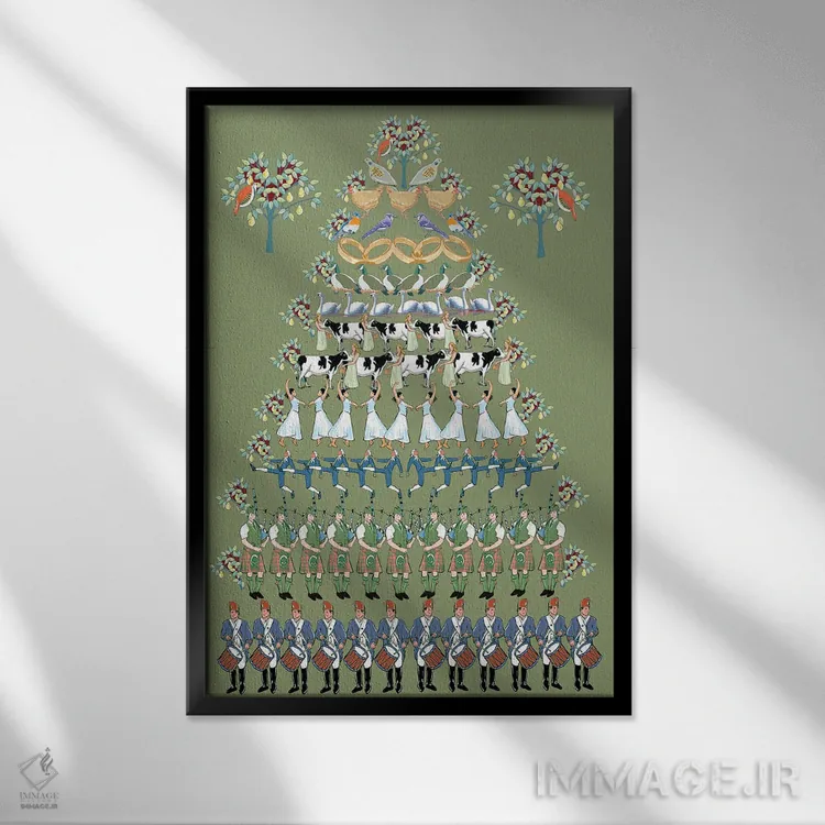 تابلو دکوراتیو دوازده روز کریسمس اثر توماس لیتل - نمای قابدار مشکی