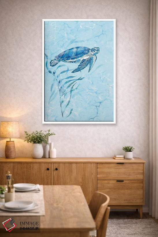 تابلو دکوراتیو لاک پشت دریایی آبی اثر توماس لیتل - D4W