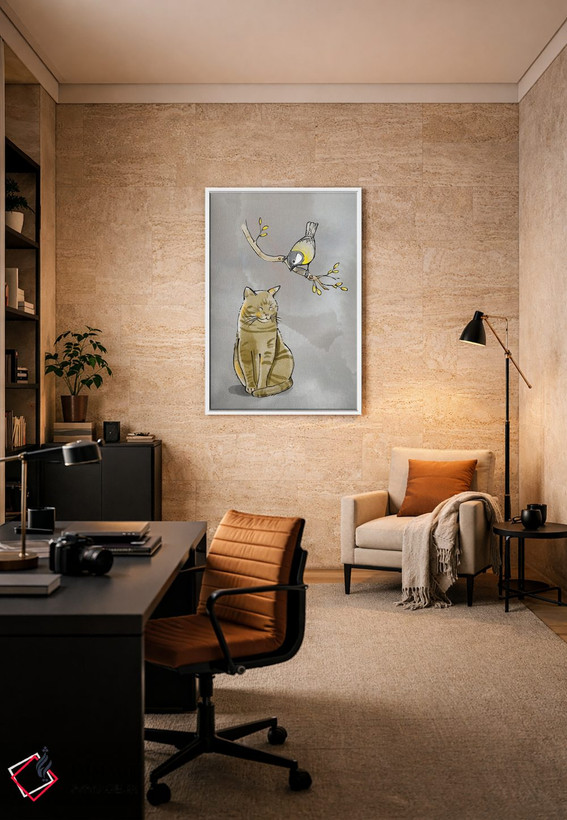 تابلو دکوراتیو چرت کوتاه گربه ای اثر توماس لیتل - D6W