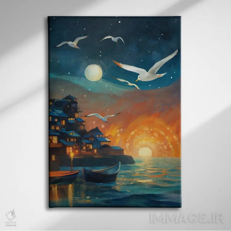 تابلو دکوراتیو از روز تا شب اثر توماس لیتل - نمای روبهرو روی دیوار