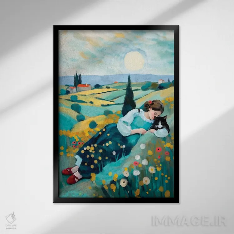 تابلو دکوراتیو خواب آرام اثر توماس لیتل - نمای قابدار مشکی