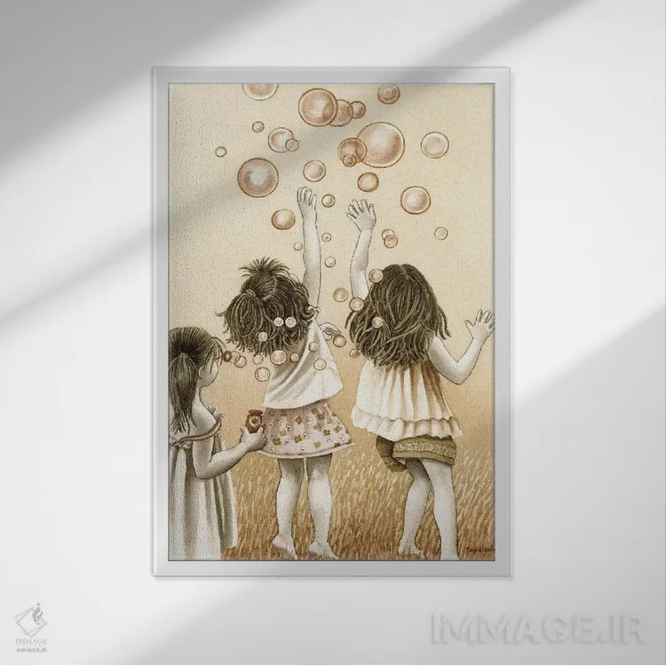 تابلو دکوراتیو حباب ها اثر تریسی لیزوت - نمای قابدار سفید